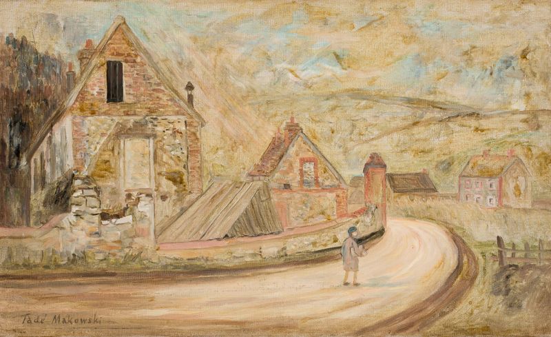 Road to Merey de Tadeusz Makowski, óleo sobre tela que retrata um caminho sinuoso em uma paisagem serena.