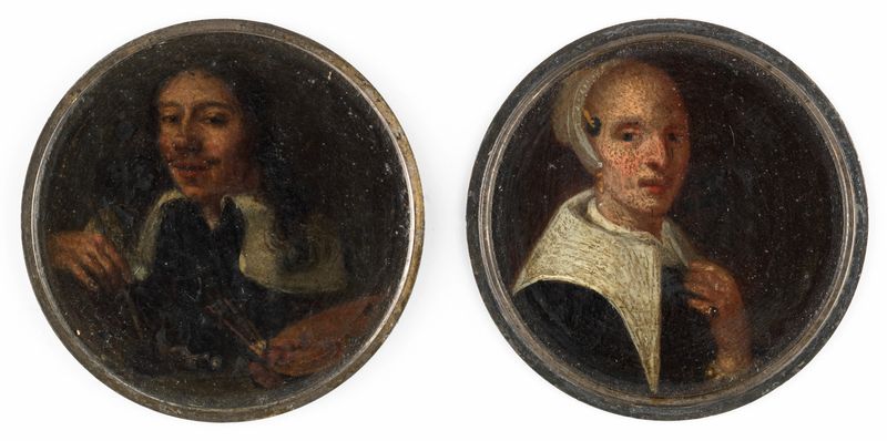 Autorretrato de Johann Philipp Lemke, medio metal, con luz y sombra.