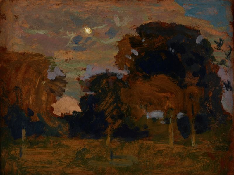 Moon in the Clouds, oil on canvas by Jan Stanisławski, featuring a luminous moon and swirling clouds.