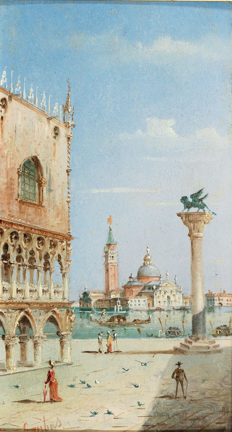Watercolour by Marco Grubacs depicting San Giorgio Maggiore with reflections in Venice