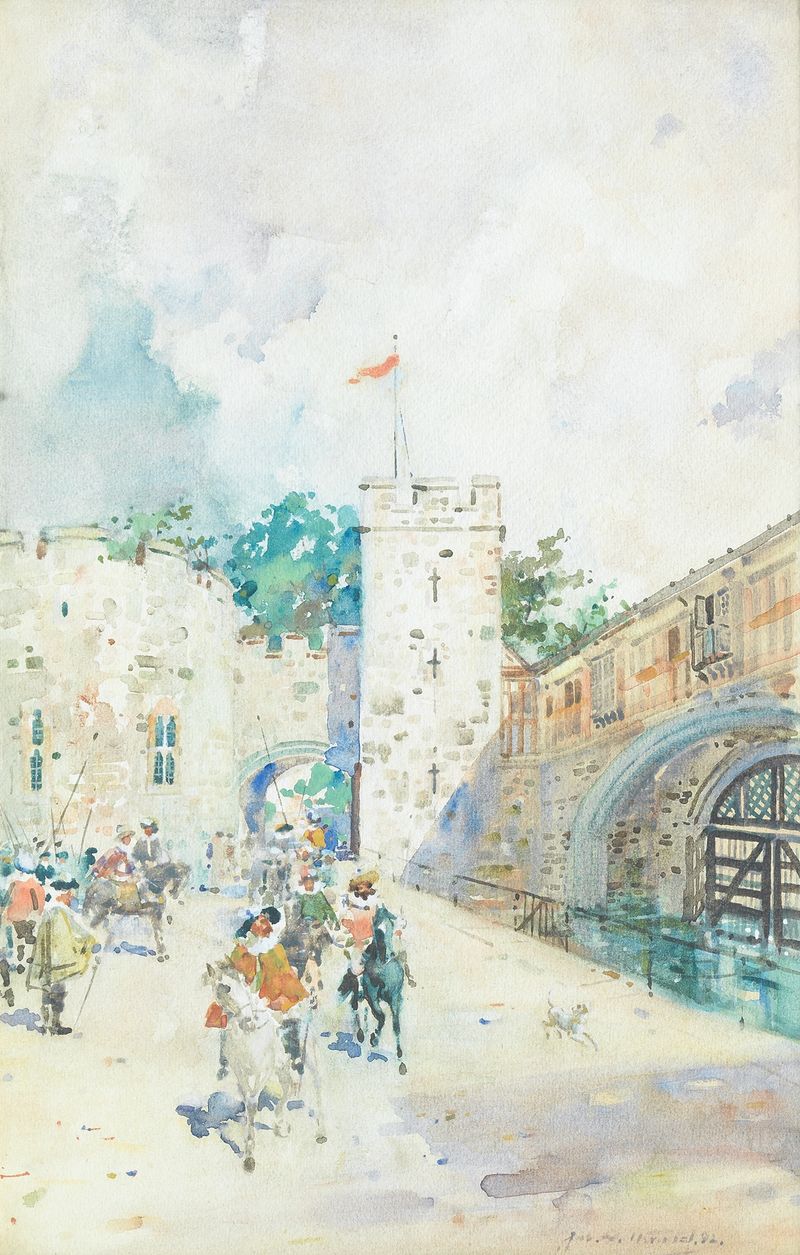 Tower of London and Traitors Gate by James Watterston Herald, Victorian medium