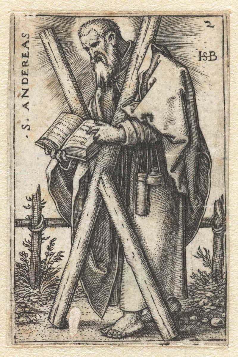 Gravura de Hans Sebald Beham retratando uma figura jovem com expressão suave e luz suave