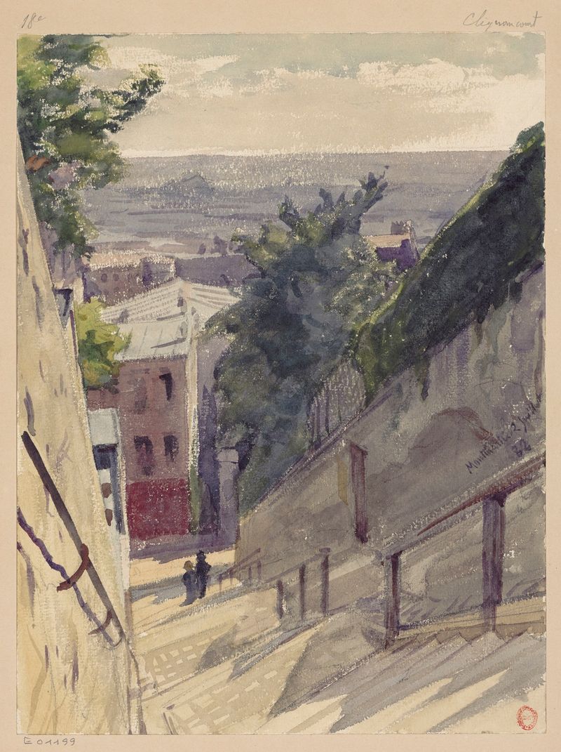 Staircase scene in oil painting by Léon-Auguste Ottin