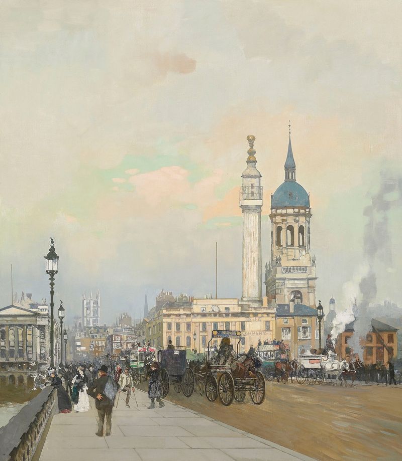 London Bridge by James Kerr-Lawson, oil painting depicting the iconic bridge over the Thames.