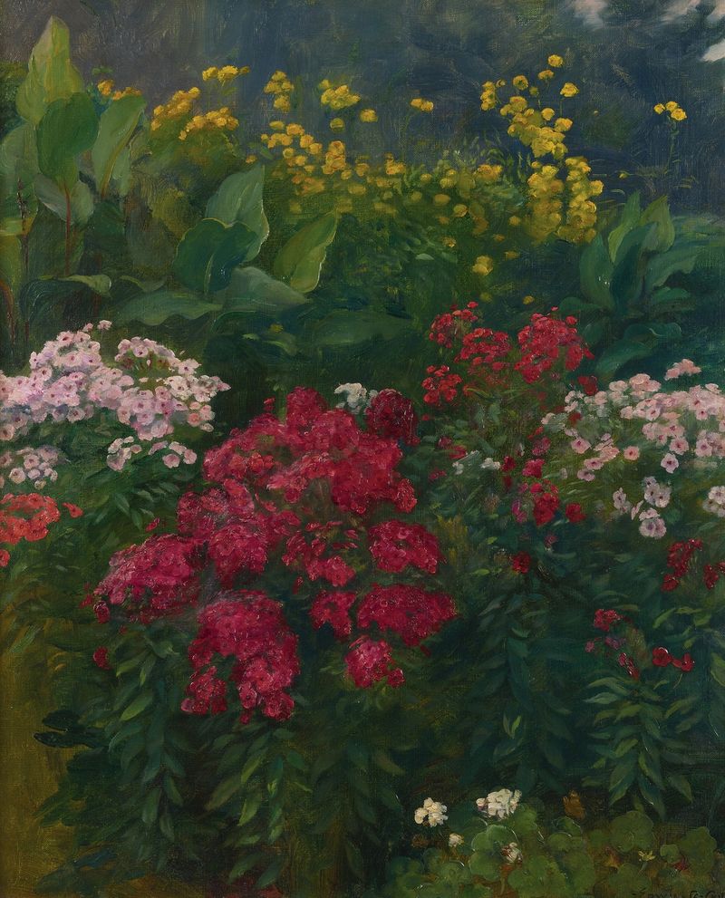 Obra botánica con flores vibrantes de Edwin Burrage Child, 1894