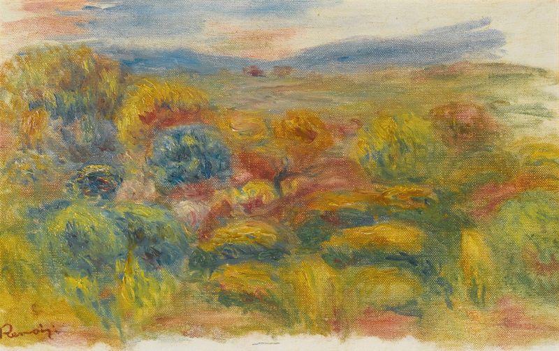La Colline Rouge de Pierre-Auguste Renoir, pintura al óleo que representa una colina vibrante.