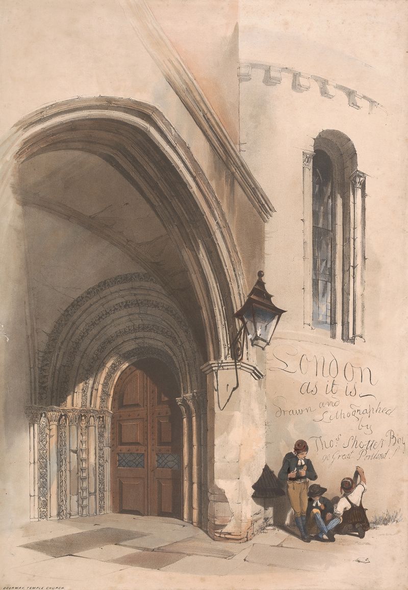 Página de título com cores vibrantes de Thomas Shotter Boys, litografia