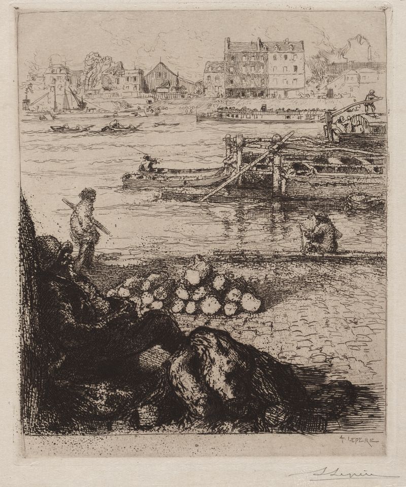 Le Débardeur; Quai de la Gare de Auguste Louis Lepère, pintura a óleo que retrata um trabalhador portuário.