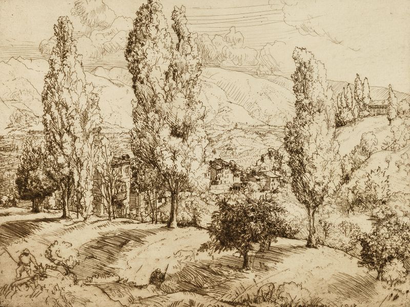Campos de Asolo de Donald Shaw MacLaughlan, impresionismo, pintura de paisaje