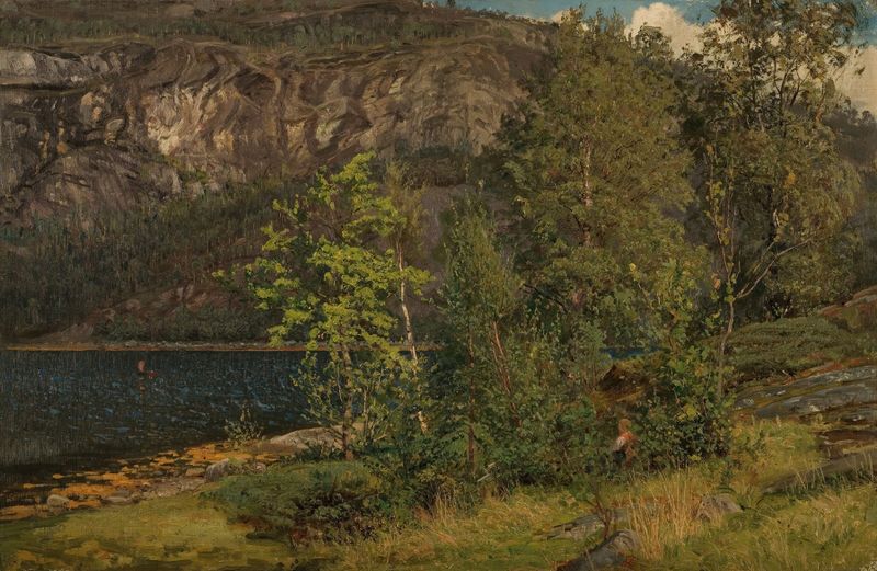 Fra Terøen, Hardanger de Amaldus Nielsen, Impressionismo, retratando uma paisagem de colinas serenas