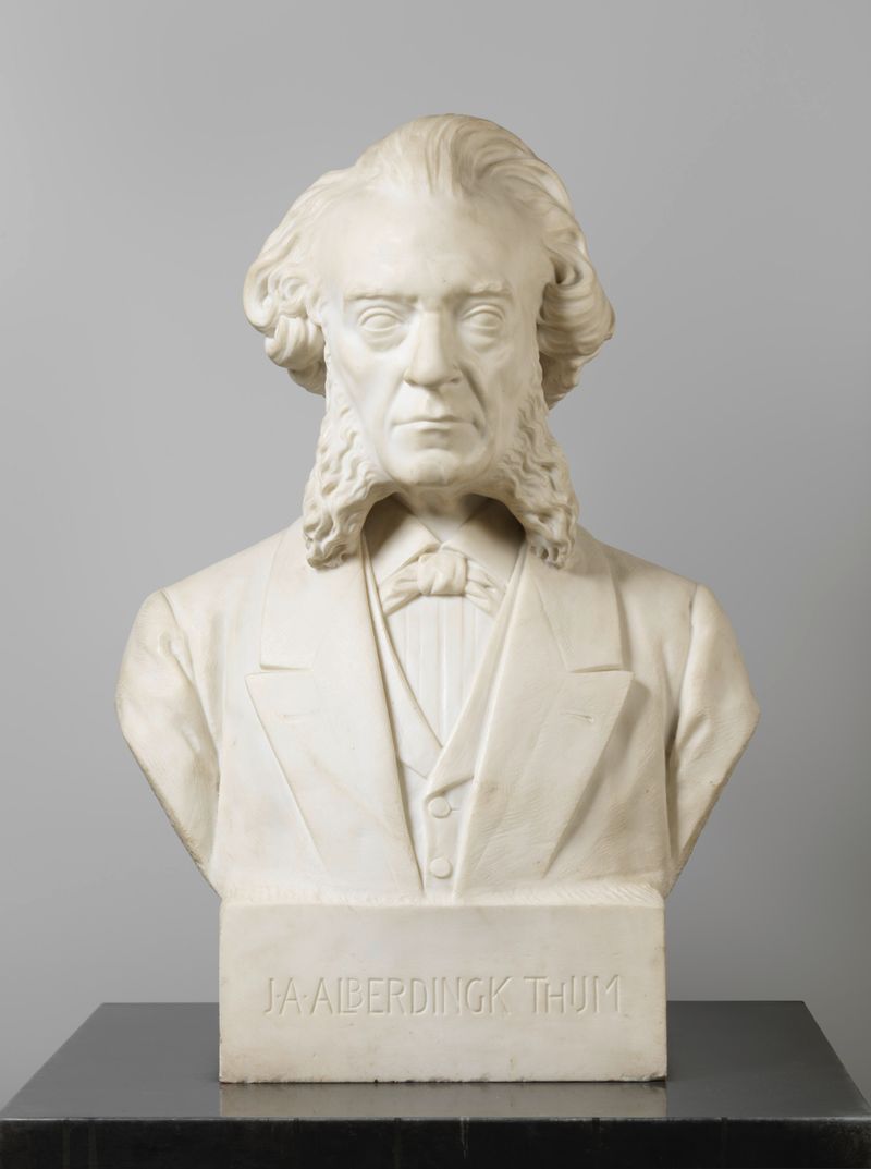 Marble bust of Josephus Albertus Alberdingk Thijm by Hein J. Maessen