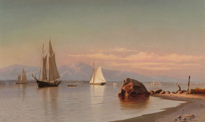 Landscape of the Catskills with river, oil on canvas by Francis Augustus Silva