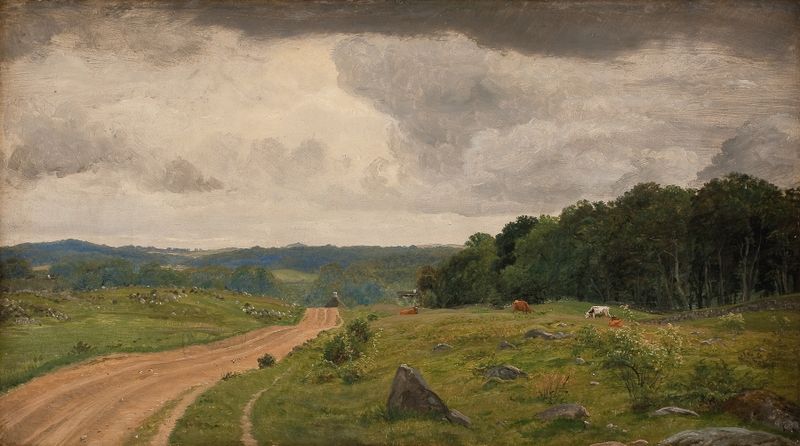 Landscape at Kongens Møller, Sealand, oil on canvas by P. C. Skovgaard