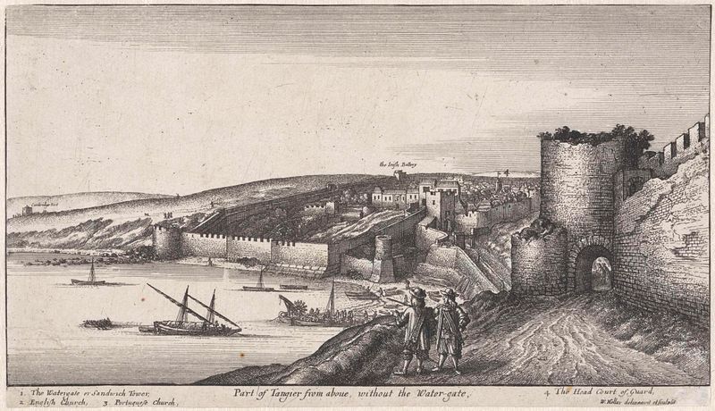 Gravura de Wenceslaus Hollar mostrando uma paisagem com muros de fortaleza e horizonte.