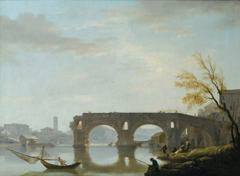 Vista do Ponte Rotto, óleo sobre tela de Claude-Joseph Vernet