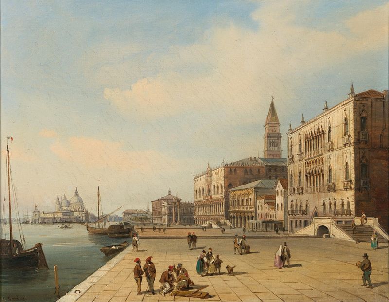 Impressionist landscape of Venice, Riva degli Schiavoni by Carlo Grubas