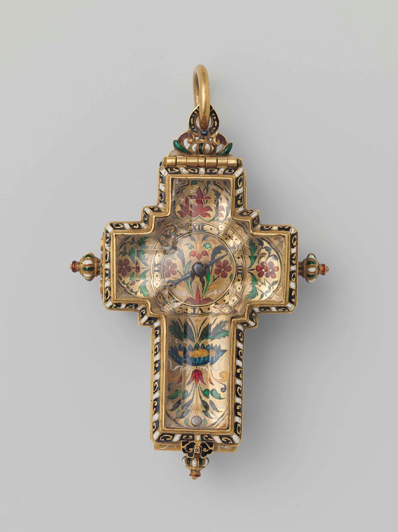 Cruciform Watch de Robert Dieu, meio metálico, apresentando uma silhueta de cruz contra luz e sombra.