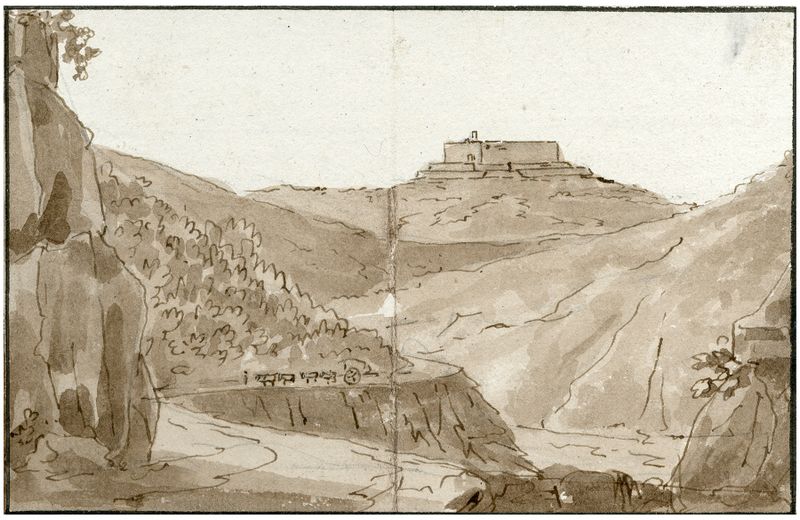 Kasteel Bellegarde in de Pyrenéén, oil on canvas by Otto Howen