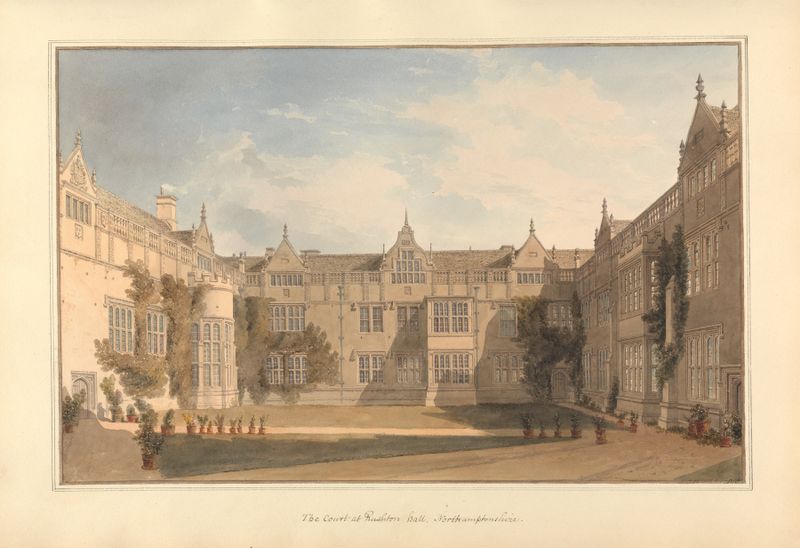 The Court at Rushton Hall, Northamptonshire de John Buckler, pintura a óleo