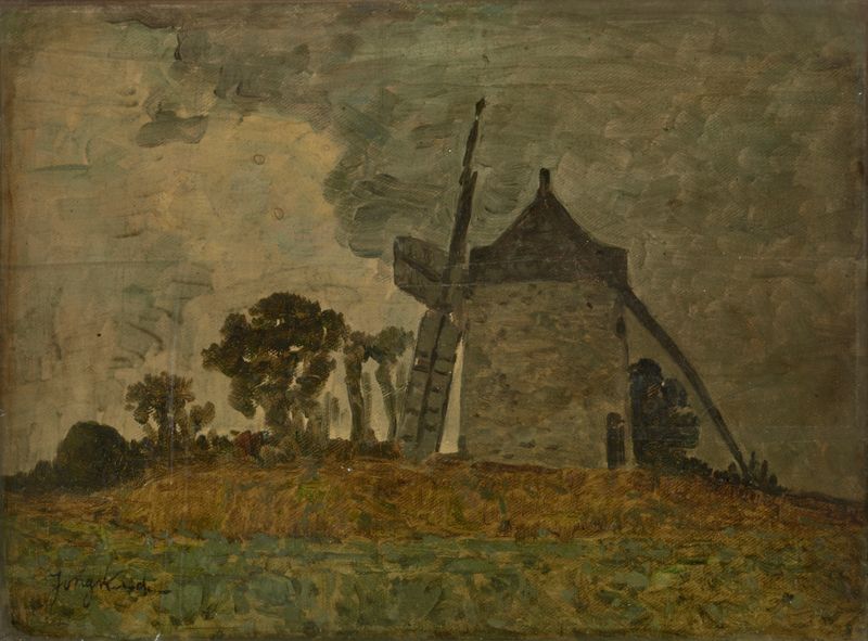 Paisaje con un molino de viento, óleo sobre lienzo de Johan Barthold Jongkind