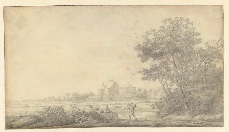 View of Huis ter Nieuburch, Rijswijk, architecture by Anthonie Jansz. van der Croos, oil painting