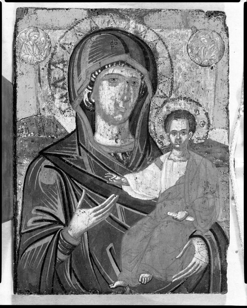 Óleo sobre panel renacentista que representa a Madonna y Niño de un artista no identificado