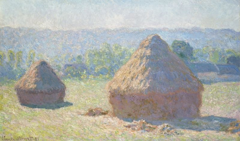 Haystacks at summer's end, oil painting by Claude Monet