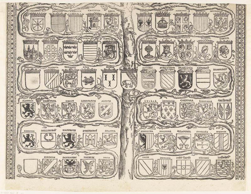 Historical family tree on paper by Robert Péril, 1533-1535