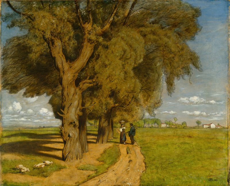 Paisagem perto de Karlsruhe, óleo sobre tela de Hans Thoma