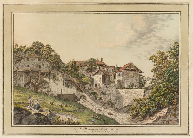 Landscape with a mill and river, oil on canvas by Pierre Samuel Louis Joyeux