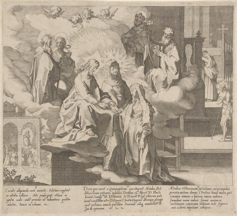 Engraving by Pieter de Jode (I) depicting Catharina in a flowing mantle.