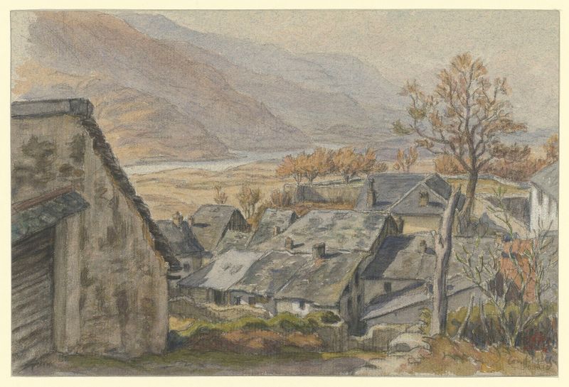 Paisagem impressionista de Henri Rivière, retratando um rio refletindo um pôr do sol.