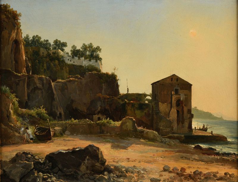Escena costera con olas y playa de arena, óleo sobre lienzo de Jacques-Raymond Brascassat