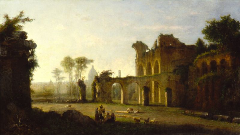 View of the Temple of Peace in the Roman Forum, oil on canvas by George Loring Brown