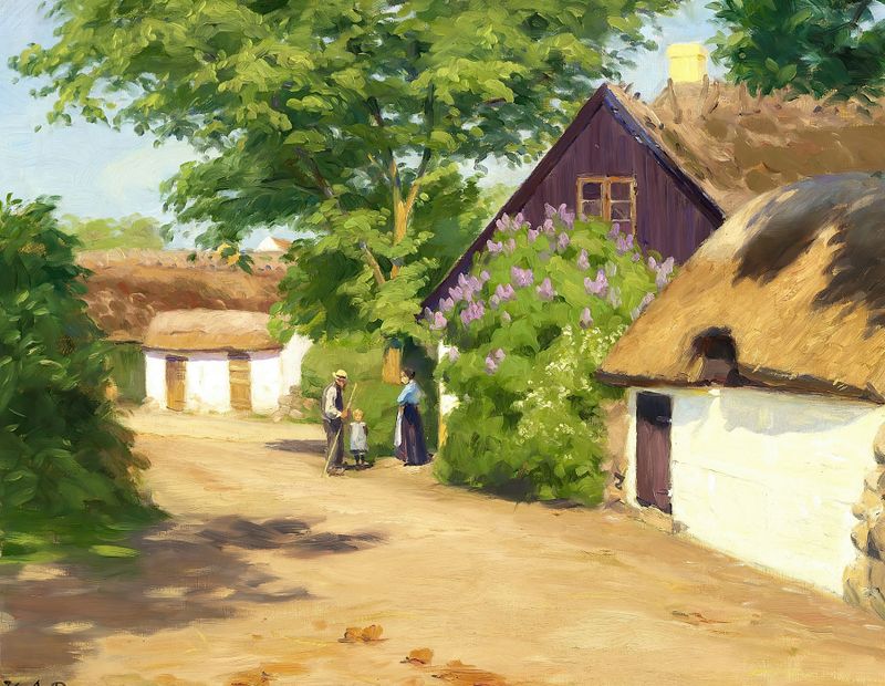 Landscape of Sommerdag i landsbyen by Hans Andersen Brendekilde, oil painting