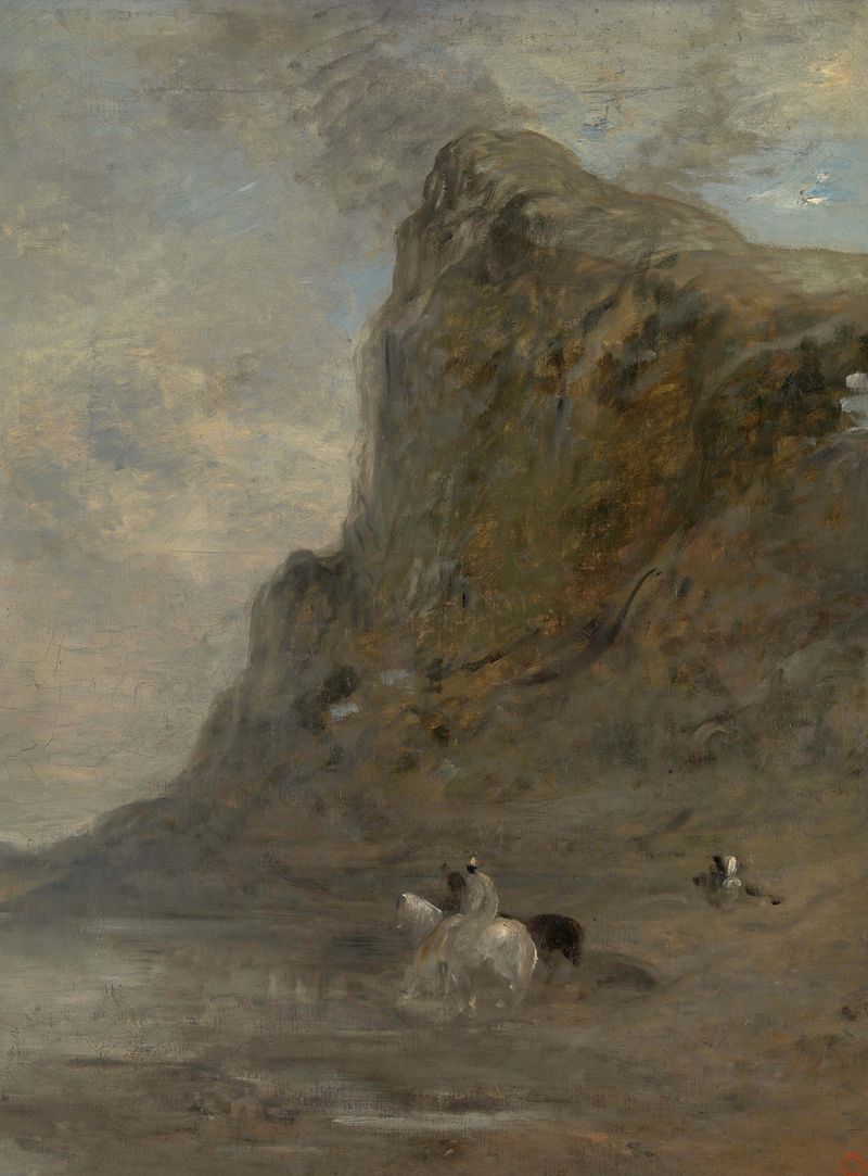 Moroccan riders in a desert landscape, oil on canvas by Eugène Fromentin