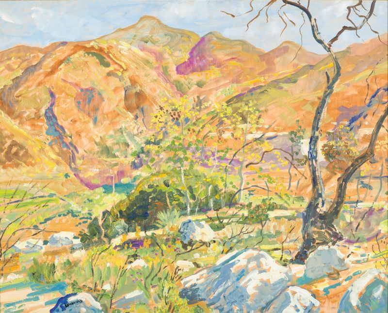 Tujunga Canyon oil painting by Walter Elmer Schofield depicting a serene landscape.