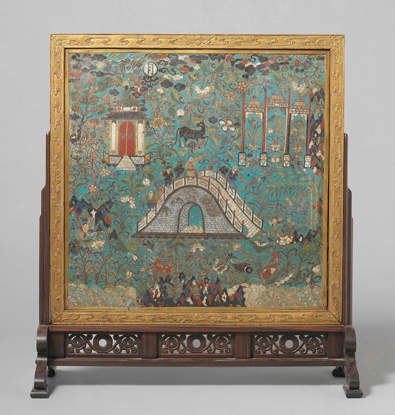 Panel de madera que representa la búsqueda de inmortalidad del emperador Ming Huang por un artista desconocido