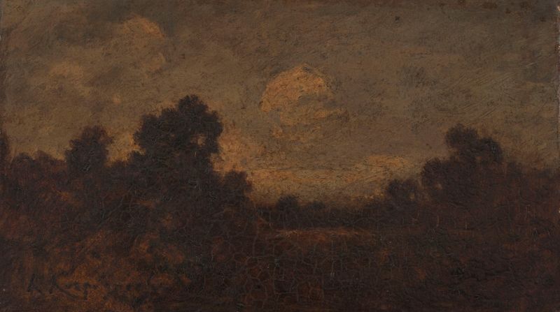 Sous bois de Henri-Joseph Harpignies, pintura a óleo que retrata uma floresta exuberante com luz filtrada.