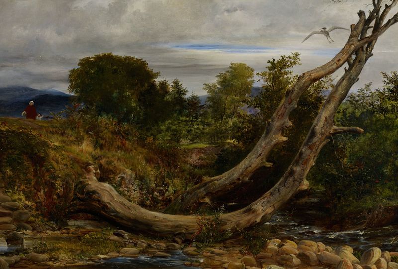 Heron in a marsh, oil on canvas by Richard Redgrave