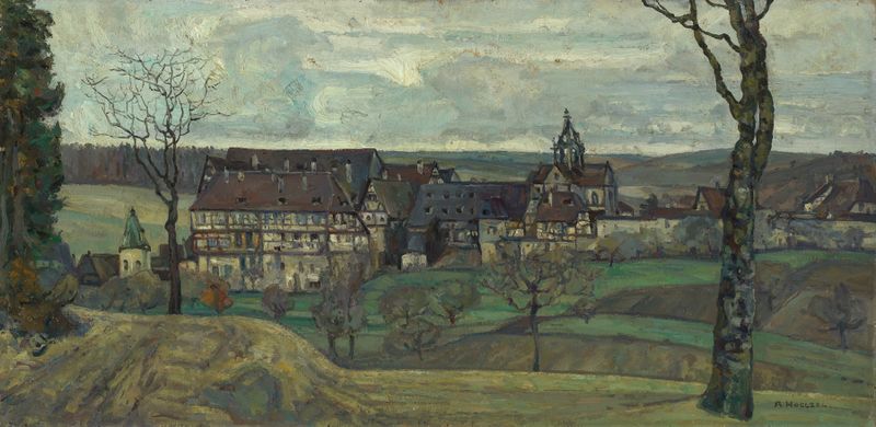 Kloster Bebenhausen by Adolf Hölzel, 1907, featuring a monastery in pastel hues.