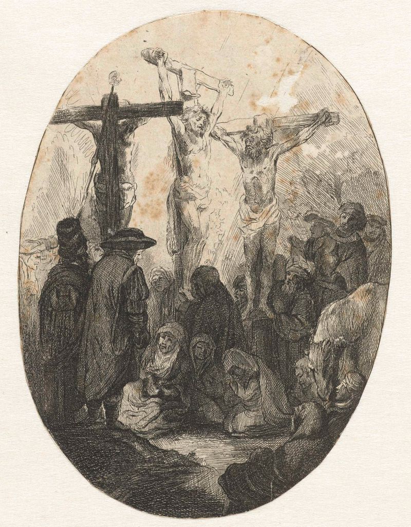 Grabado que representa a Cristo crucificado entre dos ladrones, Unknown Artist