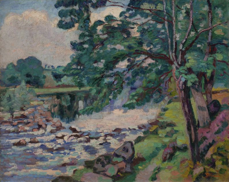 Paisaje con río y árboles, pintura al óleo de Armand Guillaumin