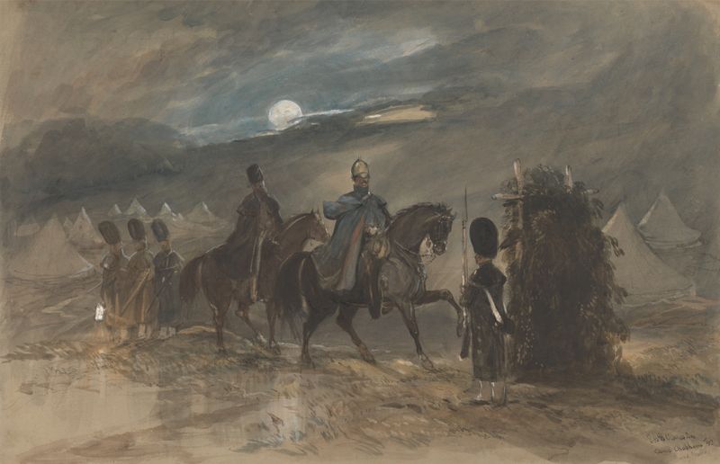 Historical scene of officers at camp, oil on canvas by George Bryant Campion