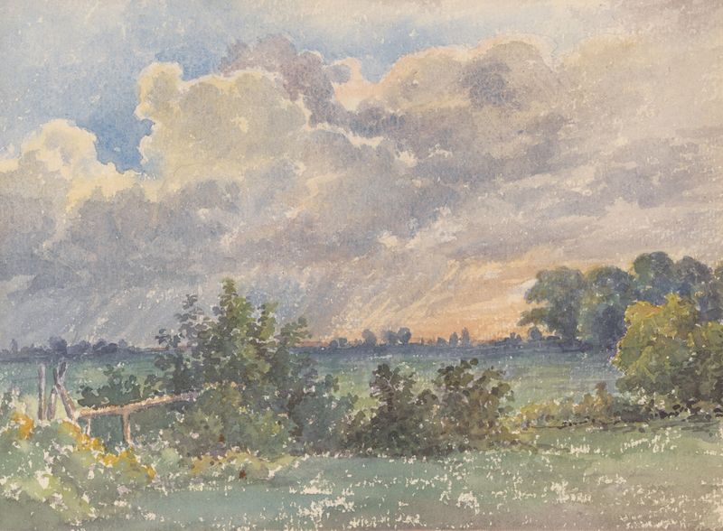 Landscape during sunset by Friedrich Carl von Scheidlin, oil painting