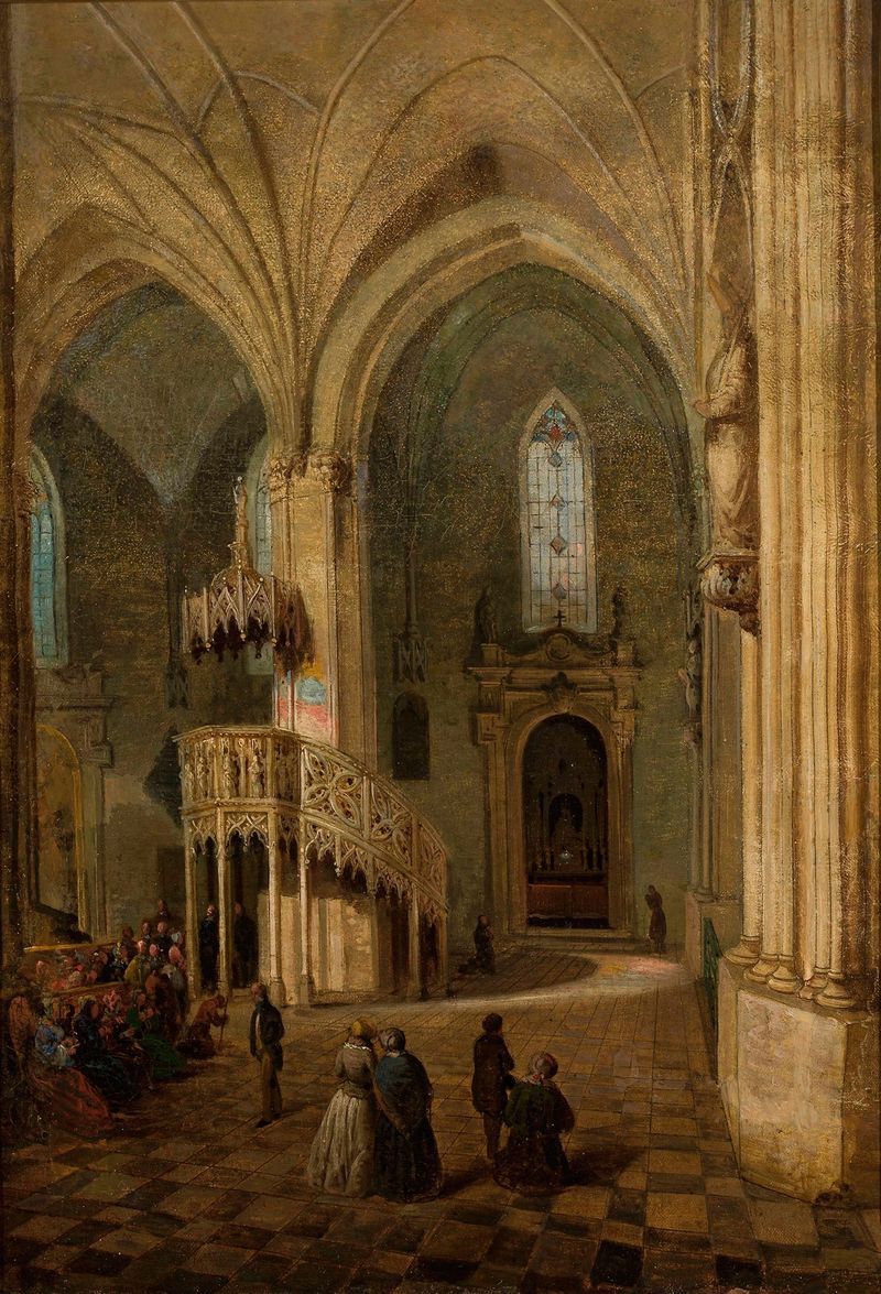 Interior of St. John’s Cathedral in Warsaw, Romanticism by Marcin Zaleski