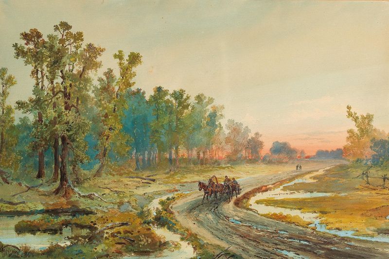 A Landscape after the Rain at Sunset, óleo sobre lienzo de Nikolai Nikolaevich Karazin