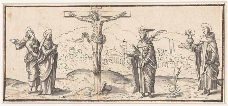 Christus aan het kruis de Unknown Artist, Renacimiento del Norte, representando a Cristo en la cruz