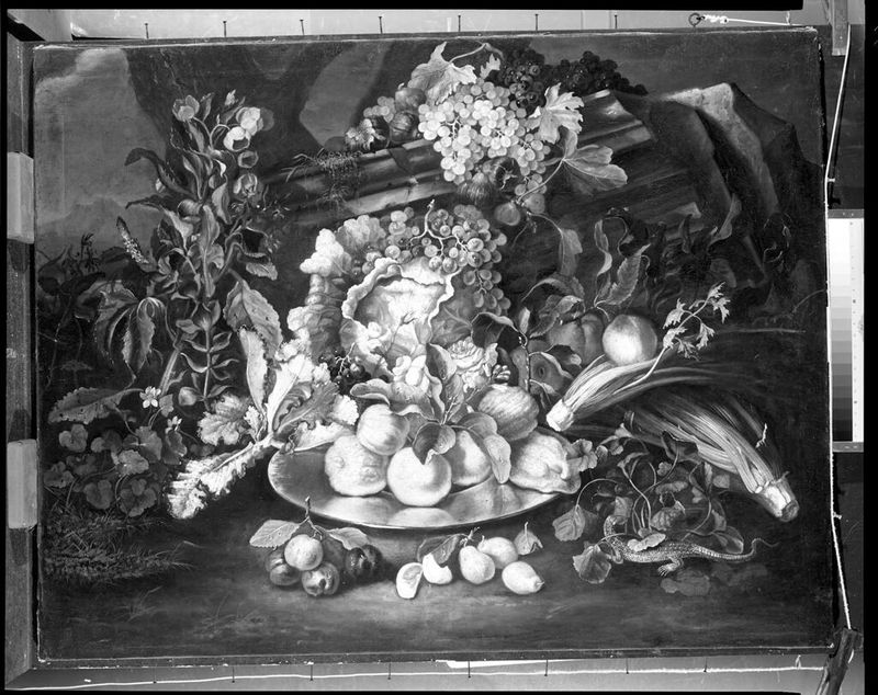 Natureza morta de legumes e flores de Jacob van de Kerckhoven, óleo sobre tela