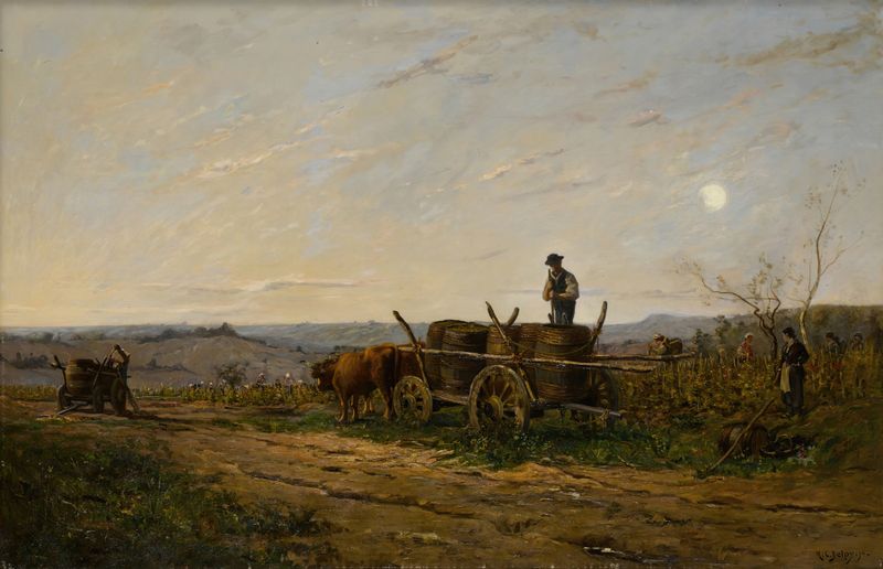 Viñedo al amanecer, óleo de Hippolyte Camille Delpy